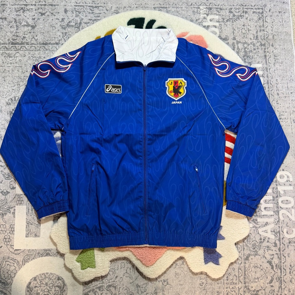 Asics Japan JFA Soccer Track Jacket Reversible Blue White Flame XL Mens NWT
